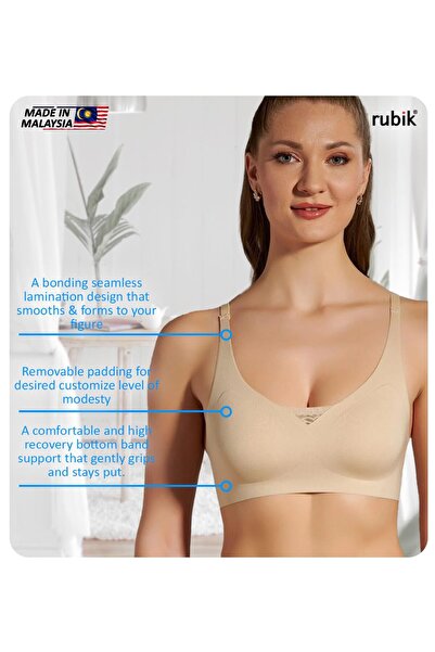 RUBIK Sports Bra Non Wired Seamless Padded Comfortable For Yoga Gym Training Running Workout Fitness