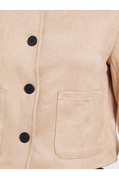 Styli Beige Button-Front Jacket