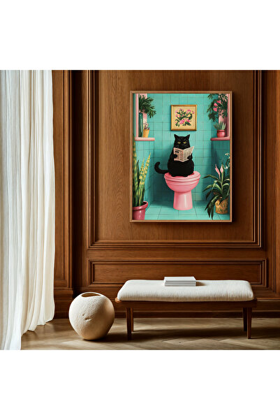 ARTHOUSECOLLECTIVE Bathroom Cat - Cat Collection - Unframed Poster in Painting Sizes