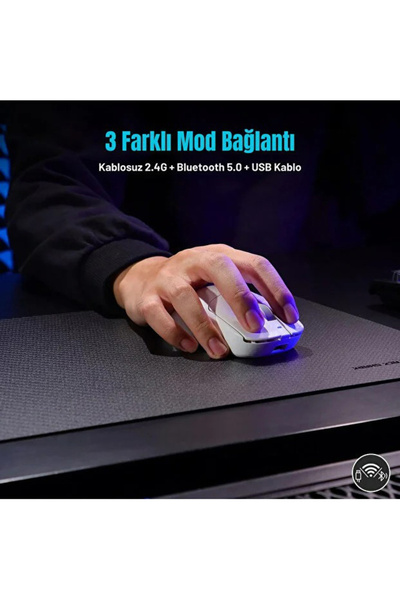 Coverzone Ajazz AJ199 Ultra Hafif Kablosuz Gaming Mouse – 58g, 12000 DPI, 3 Mod, Karbon Fiber Kabuk