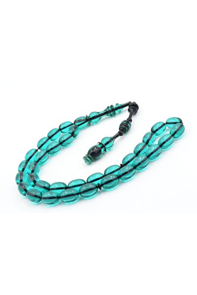 Murty99 Master Crafted Şenalp Model Capsule Cut Blue Crimped Amber Prayer Beads