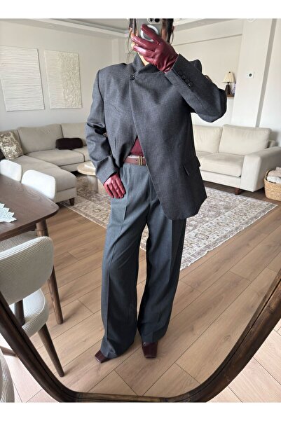 Tavie Geniş pensli pantolon-gri marn