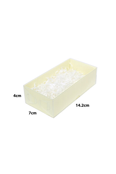 Generic 12 pieces of paper boxes with transparent lids, off-white color, dime...