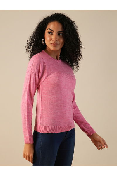 Globus By Styli Women Pink Ribbed Sweater
