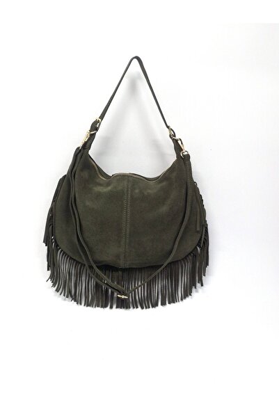 Matteo leather bag with fringes 3201 - khaki