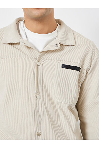 Take Two By Styli Men Pocket Detail Metal Snap Button Corduroy Jacket