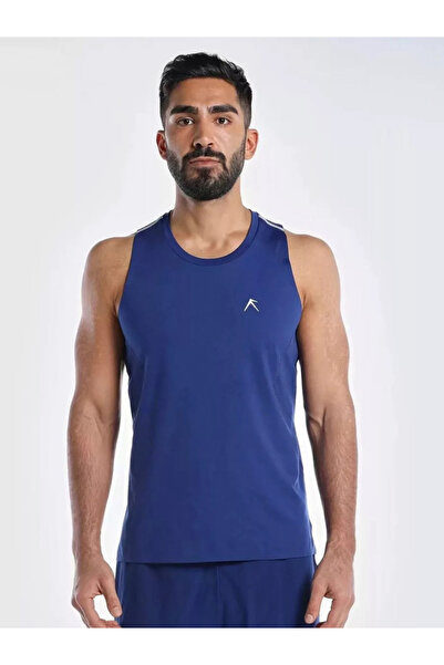 Wizard By Styli Men Blue Vent Wizardry Solid Round Neck Tank T-Shirt