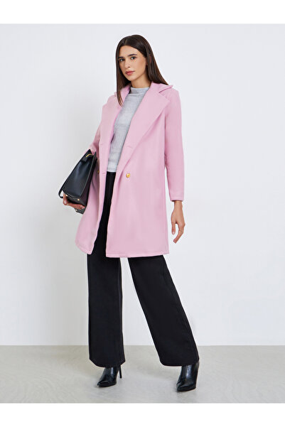 Take Two By Styli Light Pink Midi Button Coat