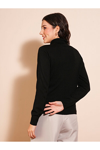 Globus By Styli Women Black Turtle Neck Sweater