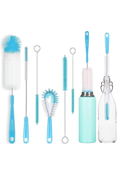 Generic مجموعة فرش تنظيف زجاجات الرضاعة من 8 قطع - فرش زجاجات رضاعة بمقبض طوي...