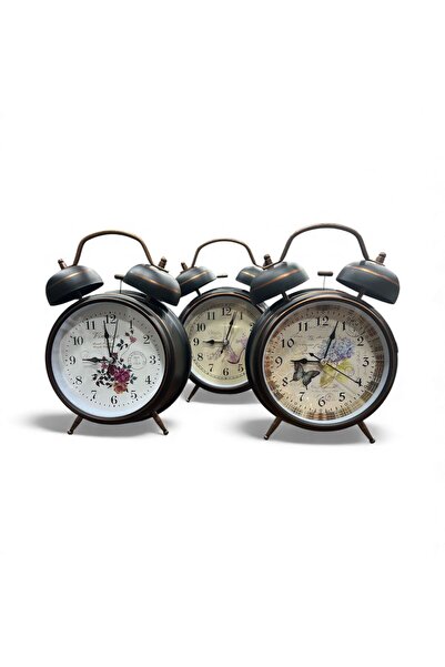 EREN Retro Metal Bakır Yuvarlak Çalar Saat – En 15 cm / Yükseklik 21 cm