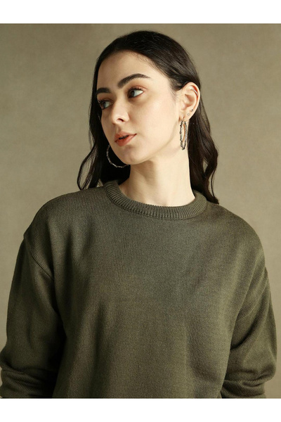 Dennis Lingo By Styli Olive Knit Regular Fit Sweater