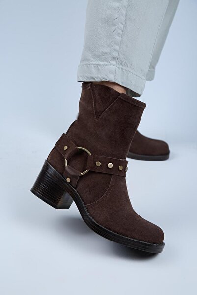 Manijero (Lukka) Women's Genuine Leather Biker Trock Brown Boots