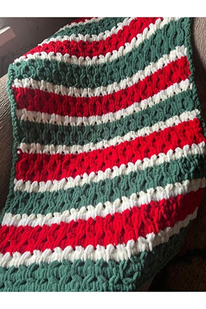 Dodemert Home بطانية أليز بافي للعام الجديد محبوكة يدويًا 100 × 150 سم