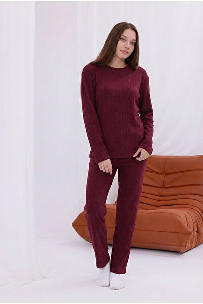 Arvin Pijama Set de pijamale pentru femei, culoare prune, textura moale, din ...