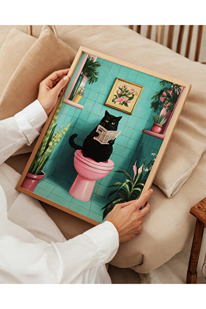 ARTHOUSECOLLECTIVE Bathroom Cat - Cat Collection - Unframed Poster in Painting Sizes