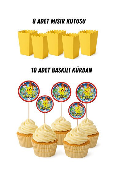 HAPPYLOOPPARTY Pokemon Pikachu Temalı Doğum Günü Mısır Kutusu Baskılı Kürdan ...