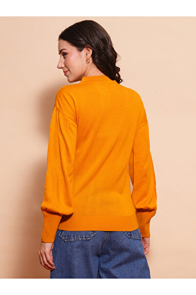 Globus By Styli Women Mustard Cotton Ribbed Sweater