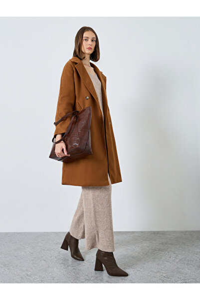 Styli Brown Double Breasted Wool Like Coat