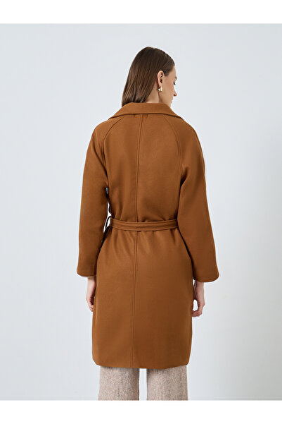 Styli Brown Double Breasted Wool Like Coat