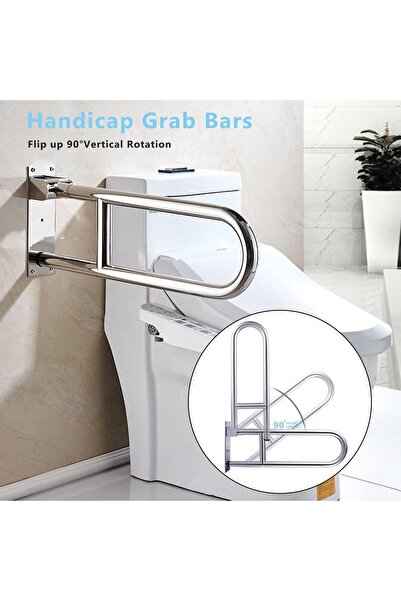 unkown 23.6-inch Stainless Steel Toilet Grab Bar — Foldable Support Handle for Elderly & Disabled