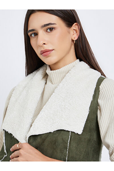 Take Two By Styli Suede Look Sleeveless Jacket with Inner Fleece