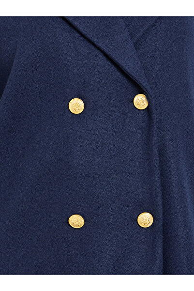 Take Two By Styli Navy Blue Midi Button Coat