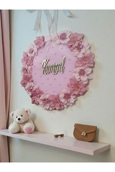 buketiket Kişiselleştirilebilir Bebek Çocuk Odası Hoşgeldiniz Çiçekli Kapı Süsü