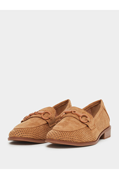 Styli Tan Suede Look Loafers