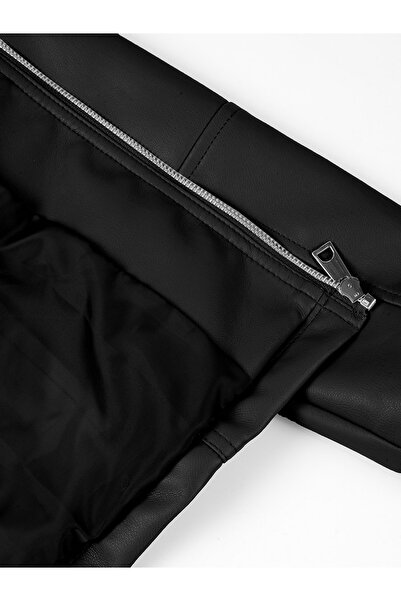 Take Two By Styli Black Faux Leather Biker Jacket