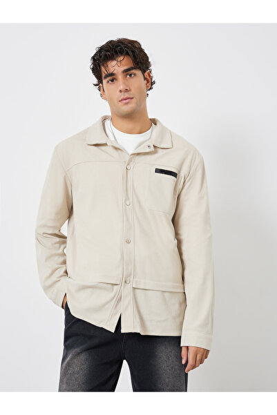 Take Two By Styli Men Pocket Detail Metal Snap Button Corduroy Jacket