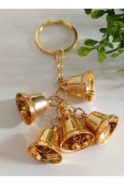 PİRAMİGO Gold Metal Bell & Ring Keychain