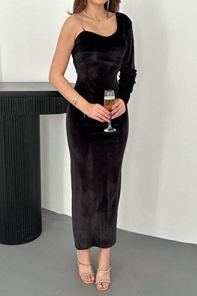 Lady Pixie One Shoulder Stone Strap Dress