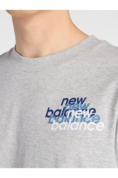 New Balance Men Grey Logo Graphic T-Shirt