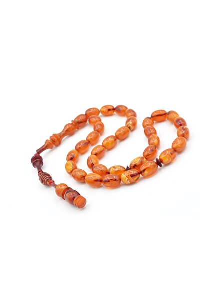 Murty99 Master Crafted Şenalp Model Capsule Cut Orange Squeeze Amber Prayer Beads