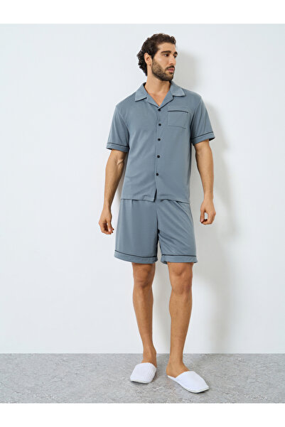 Styli Men Relaxed Fit Solid Shirt and Shorts Set