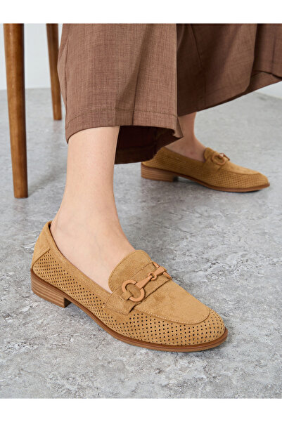 Styli Tan Suede Look Loafers
