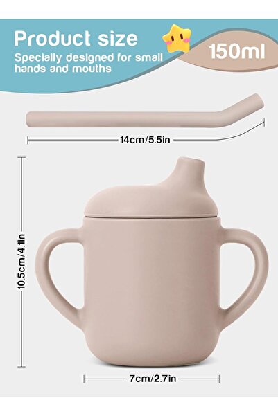 Homarket Spill-Proof Training Cups for Toddlers 3-18 Months, Small Anti-Spill Cup with Handles and S