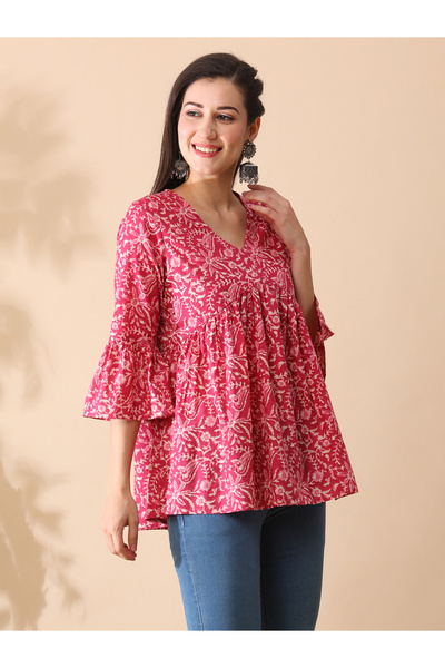 Globus By Styli Floral Print A-Line Aliya Cut Tunic