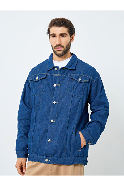 Styli Men Oversized Denim Jacket with Pockets