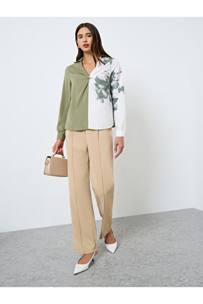 Take Two By Styli Floral Printed Ruffle Front Detail Long Sleeve Top