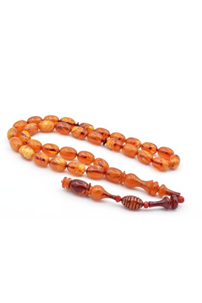 Murty99 Master Crafted Şenalp Model Capsule Cut Orange Squeeze Amber Prayer Beads