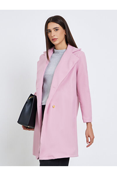 Take Two By Styli Light Pink Midi Button Coat