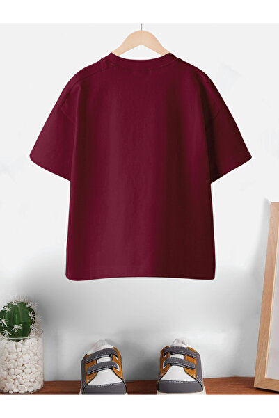 CODEZ By Styli Kids Burgundy Sneaker Print Oversized T-Shirt
