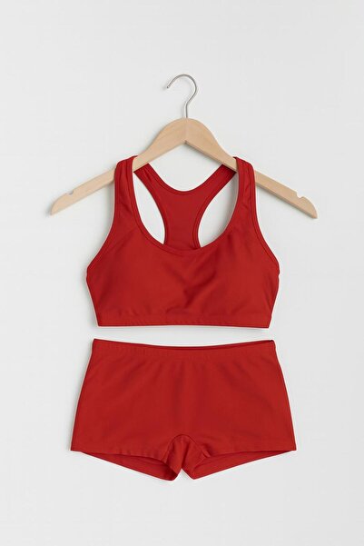 RAPAPA Women's Stitch-Free Sports Bustier Shorts Set – Red 7233