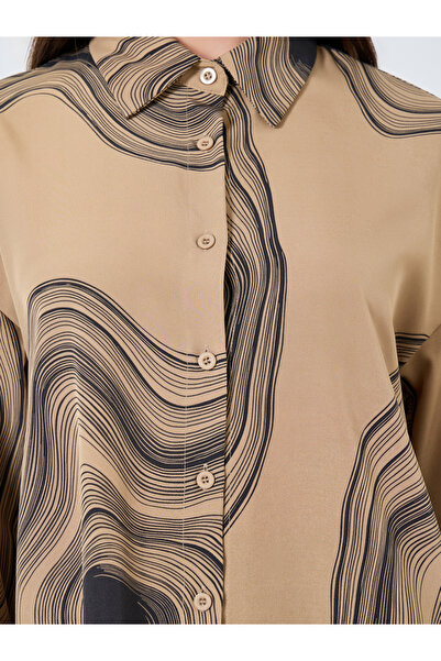 Take Two By Styli Brown Marble Print Longline Shirt and Pants Co-Ords