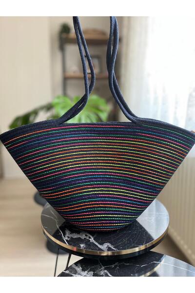 Tresshandicraft Navy Blue-Rainbow Bag-Beach Bag, Casual Bag