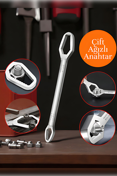 MH MiniHediye Practical Double Mouth Self-Tightening Multi-Purpose Wrench Steel Wrench Chrome 8-13 / 14-22 mm