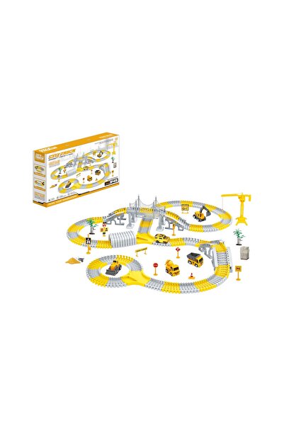 Toysea City Truck Road Construction Track Set with Flexible Race Track, Vehicles