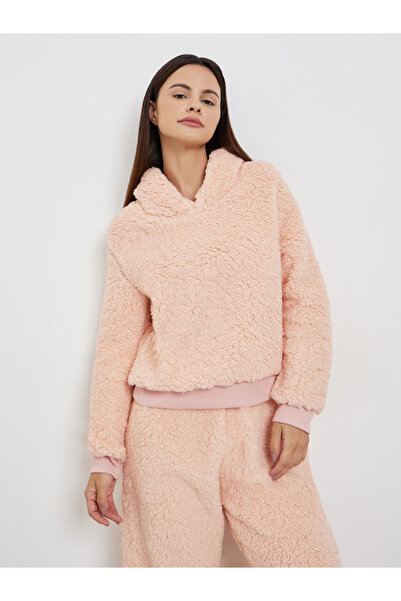 Styli Peach Fleece Hoodie and Long Pyjama Set